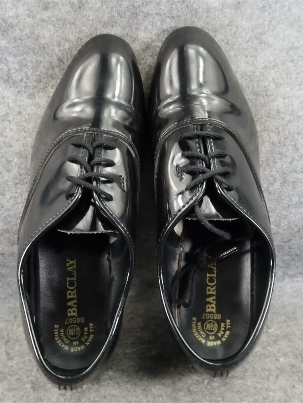 Barclay Shoes Mens 8.5 Oxford Patent Formal Classic Event Dressy Black Lace Up